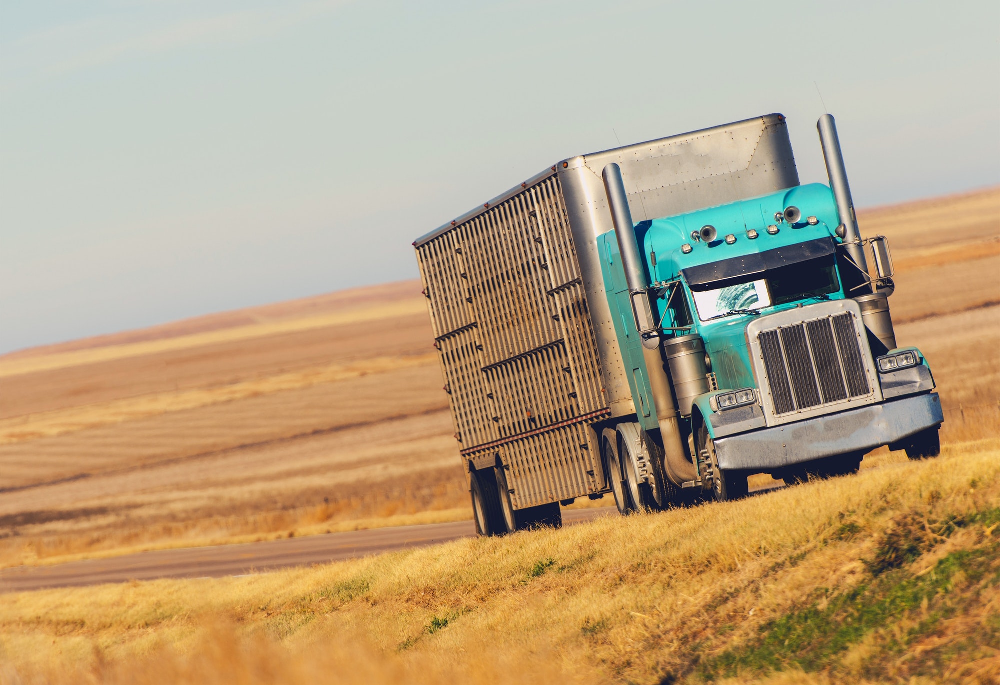 Semi Truck on Prairie Road